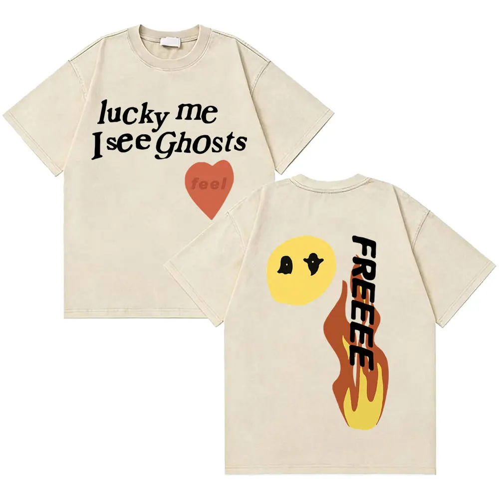 

Washed Vintage Rapper Kanye West Graphic T-shirt Men Women Hip Hop Fashion Crewneck Short Sleeve T Shirt Men's Oversized Tshirt