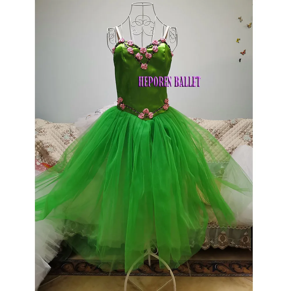 

Adult Or Children Emerald Green Fluffy Ballet Dress, Long Or Short Ballet Skirt With Flowers Many Colors Drop Shipping