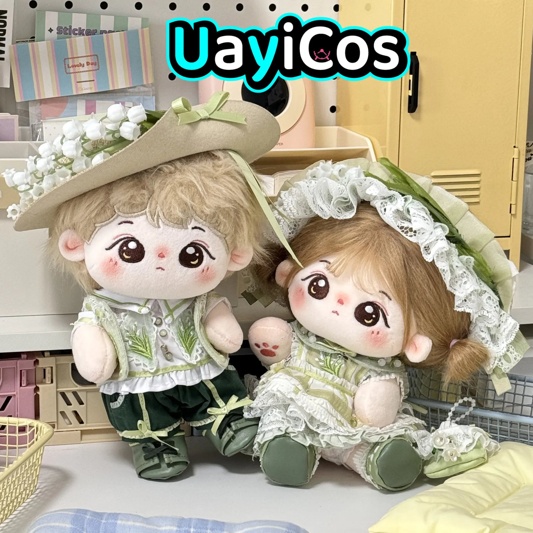 20cm Doll Clothes Story of Lily of the Valley Straw Hat Hairband Skirt Dress Stuffed Plushies Plush Doll Accessories Anime Toy K