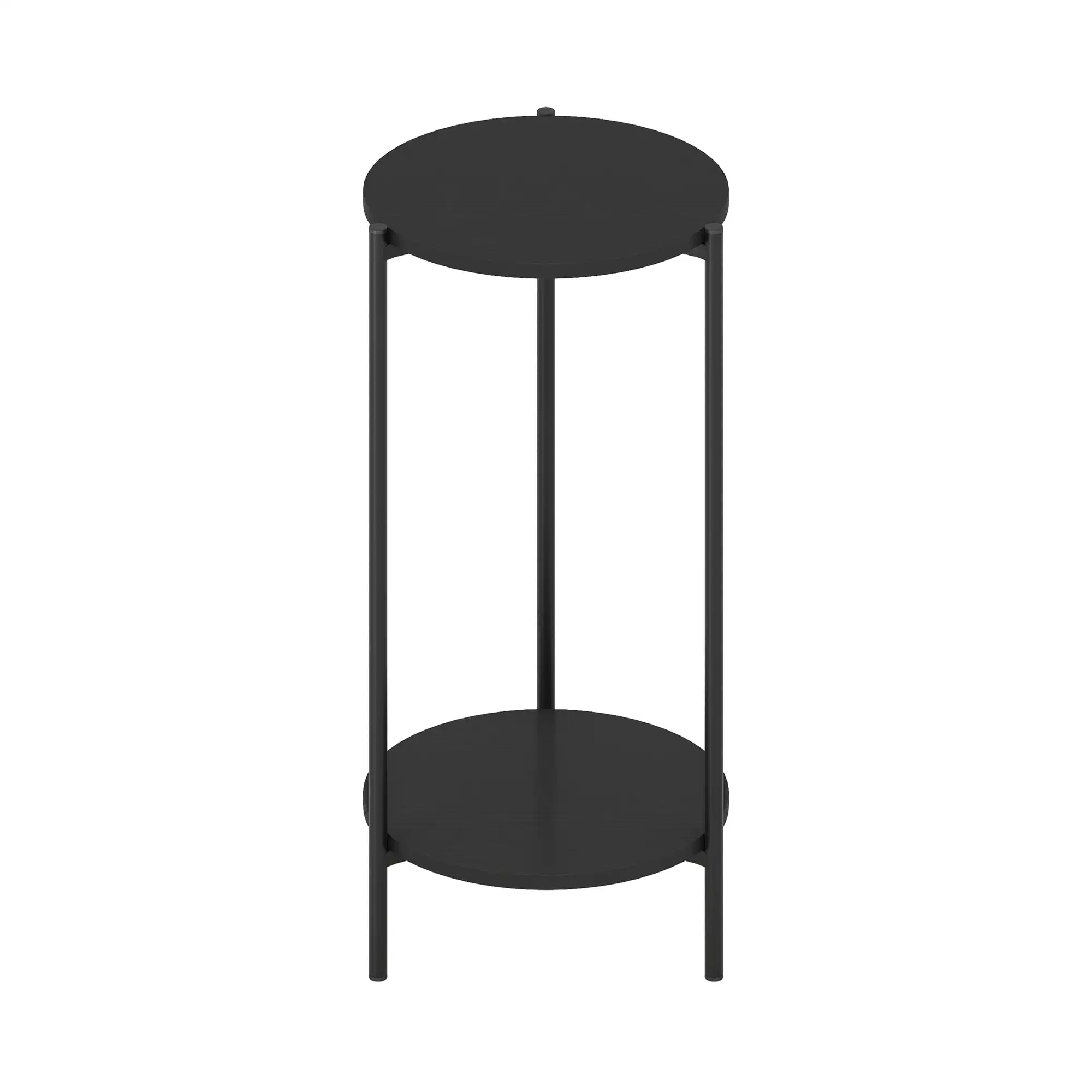 

Furinno Besi 2-Tier Modern Tall Round Side End Table with Sturdy Metal Legs, Americano