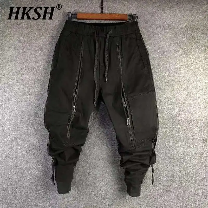 

HKSH Spring Autumn Winter Personalize Loose Chic Hip-hop Casual Overalls Men's Tide Streetwear Fashion Zipper Cargo Pants HK1946