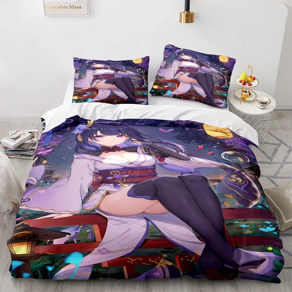 

Genshin Impact Anime Game Bedding Set Single Twin Double Queen King Cal King Size Bed Linen Set