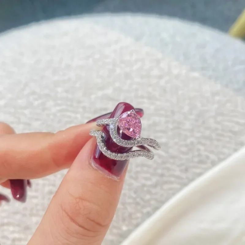 Shining U S925 Silver Crushed Ice Cut High Carbon Daimond Aquamarine Ring Fine Jewelry for Women Engagement