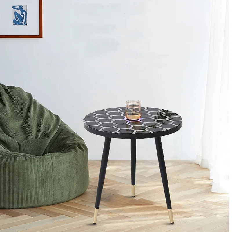 Touch Sensor Technology Coffee Table Magic Glow Balcony Tea Table Interactive Lights Honeycomb Round Side Table