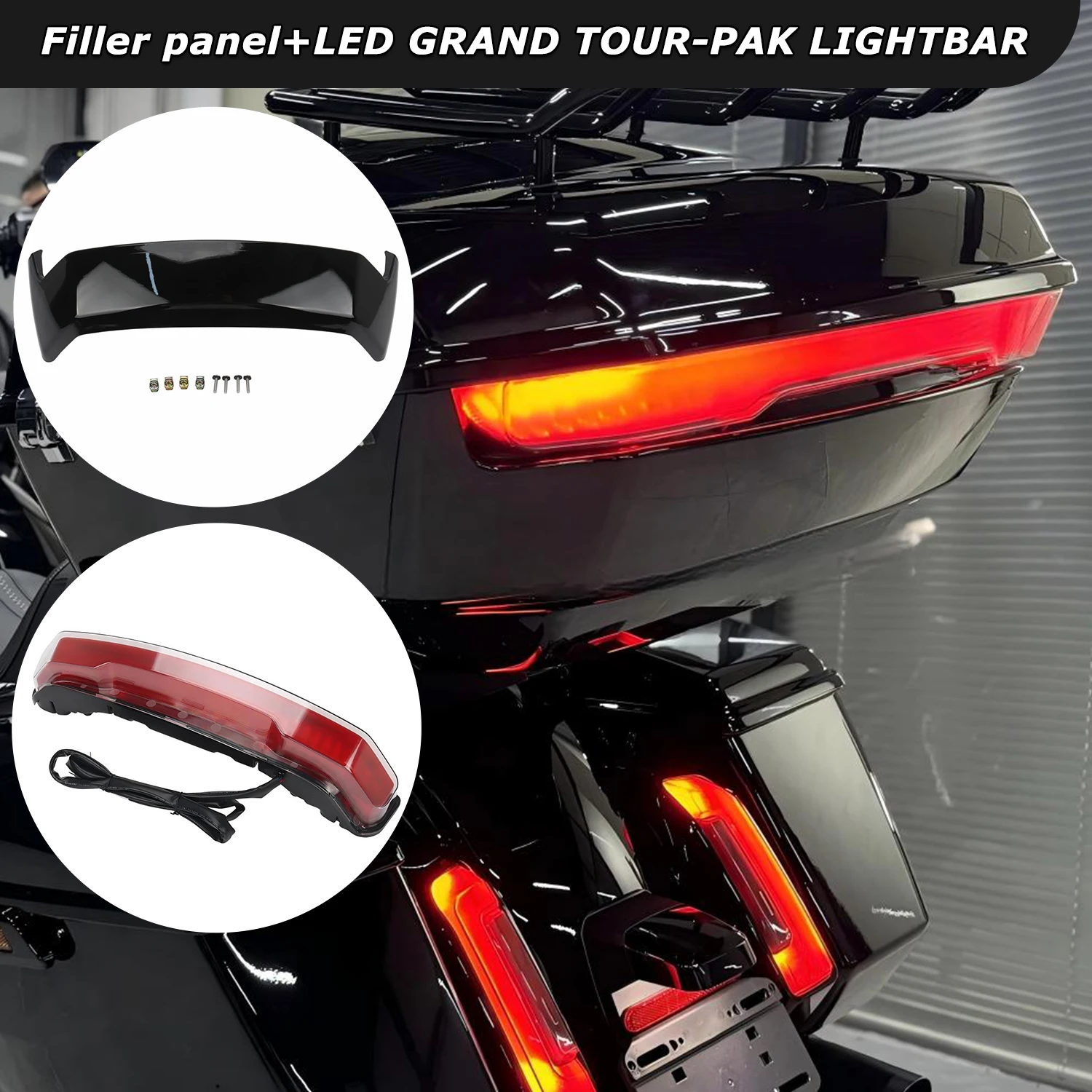 For Harley Street Glide Road Glide ST CVO 23.5-25 Motorcycle LED Grand Tour-Pak Tail lights Lightbar Turn Signal Filler Panel