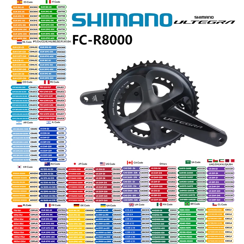 Shimano Ultegra R8000 11 Speed Crankset 165mm 170mm 172.5mm 175mm