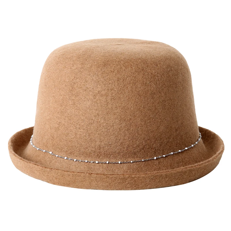 Sombrero de lana de alta gama, sombrero de pescador japonés elegante, sombrero de fieltro de lana retro, moda de otoño e invierno