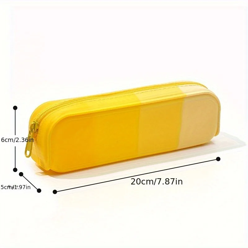 1pc ファッショナブルなシリコンペンケース、マルチカラー文具バッグ、ポータブル化粧ポーチ、耐久性のあるジッパー付きスクールサプライオーガナイザー