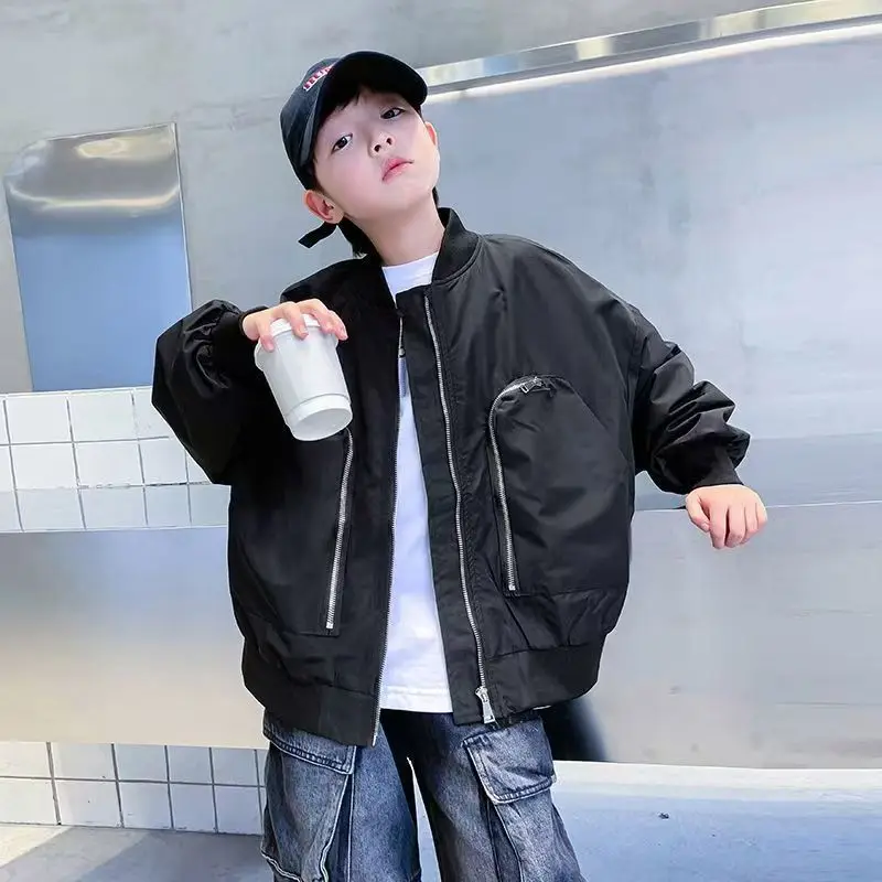 

2025 New Boys' Baseball Jacket Spring Autumn Kids' Jackets Medium Large Size Stylish Kids' Sporty Coat Hot Sale