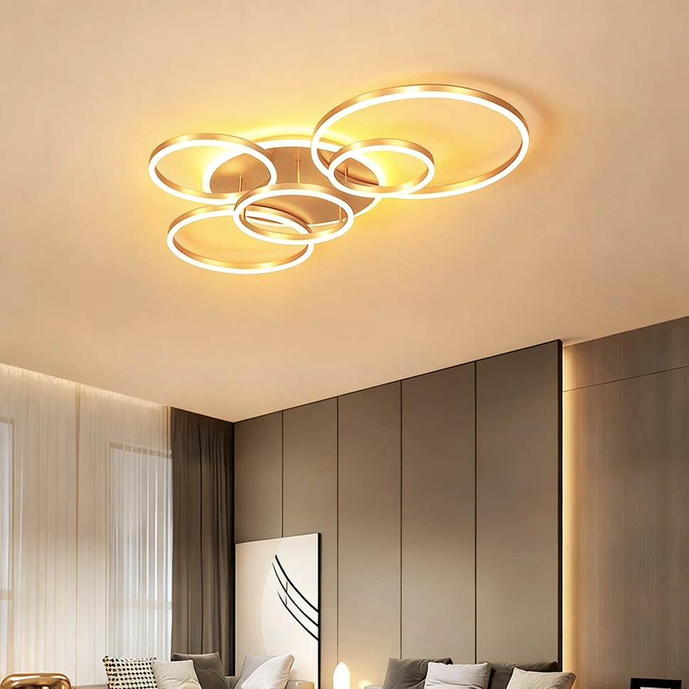 Home Ceiling Chandelier Modern Luxury Ring Ceiling Lamp Nordic Minimalist Lighting Smart Remote Control Ceiling Light Fixture