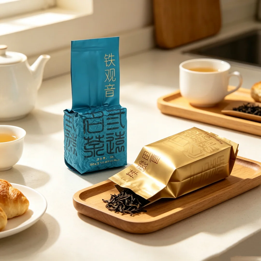 Cost-effective Tie GuanYin Aluminum Foil Bag Colorful Famous China Tea Bags DaHongPao JinJunMei 4-pack Customize Combination Bag
