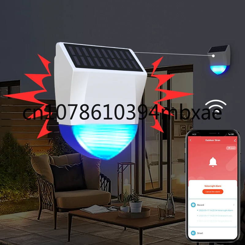 smart home security waterproof wireless alarm sirene horn buzzer speaker and strobe light solar outdoor siren