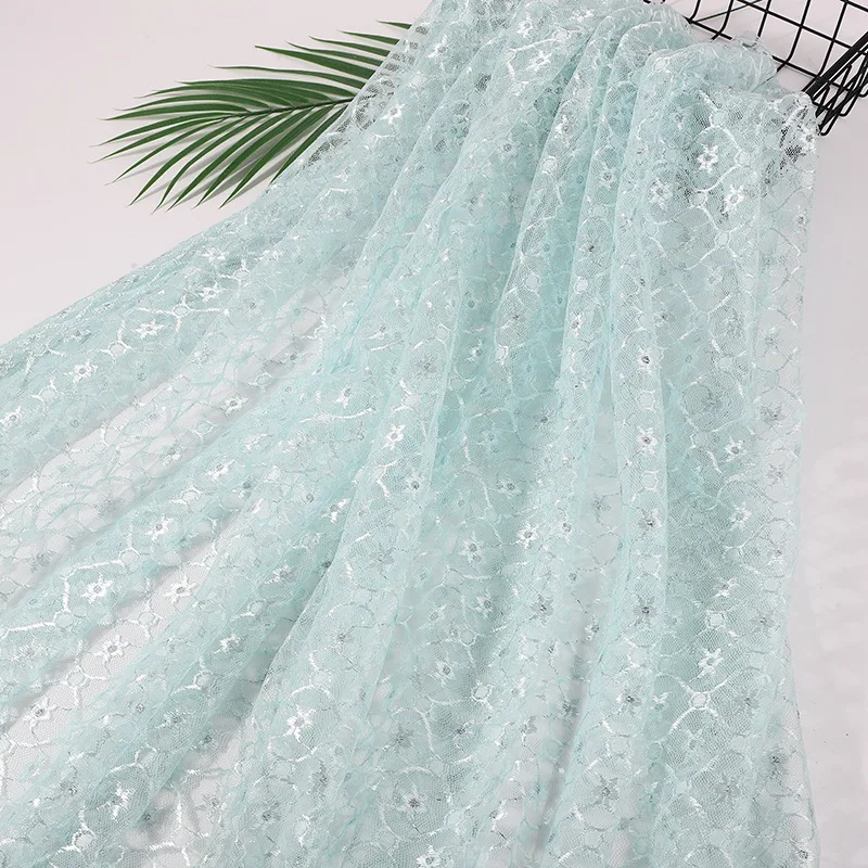 Plum Blossom Lace Mesh Fabric for Pillows Clothing Accessory Toys Mosquito Nets Hollow Silver Thread Organza Fabric Soft Fabric