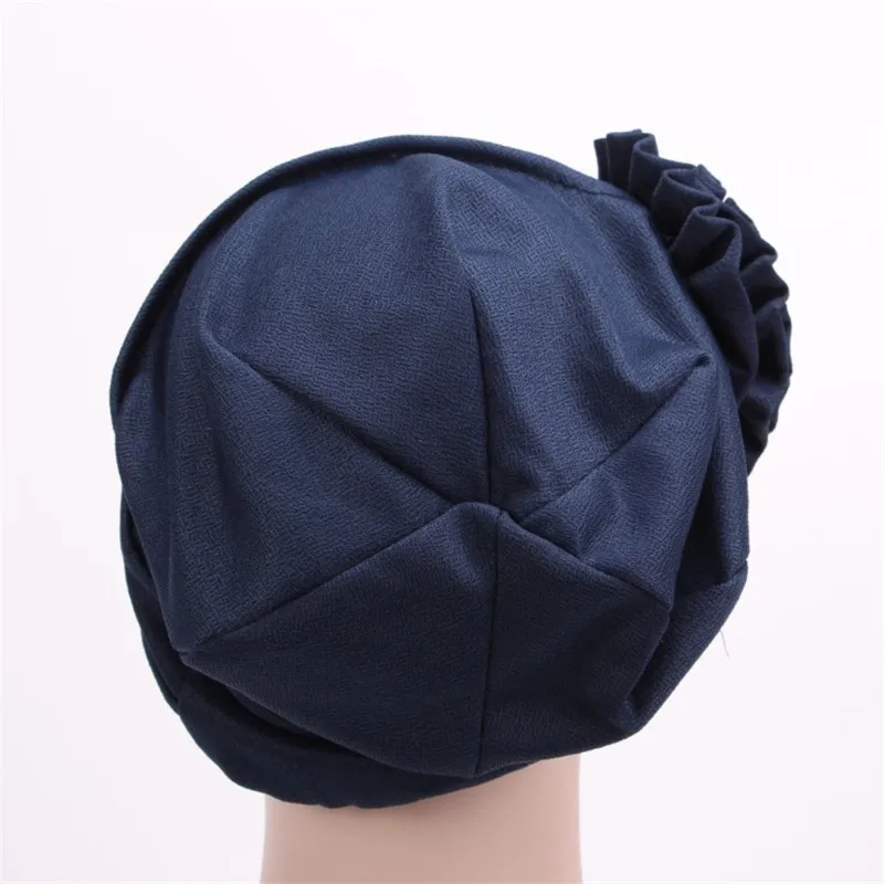 Elegant Shiny Turban Cap Women Muslim Hijab Islamic Jersey Chemo Cap Big Flower Head Scarf Ladies Head Wrap Cover Hijab Scarf