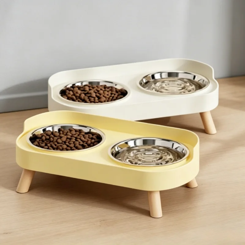 Colorful Dopamine Style Double Pet Bowl Large Capacity Stainless Steel Food Water Feeder for Cats Dogs