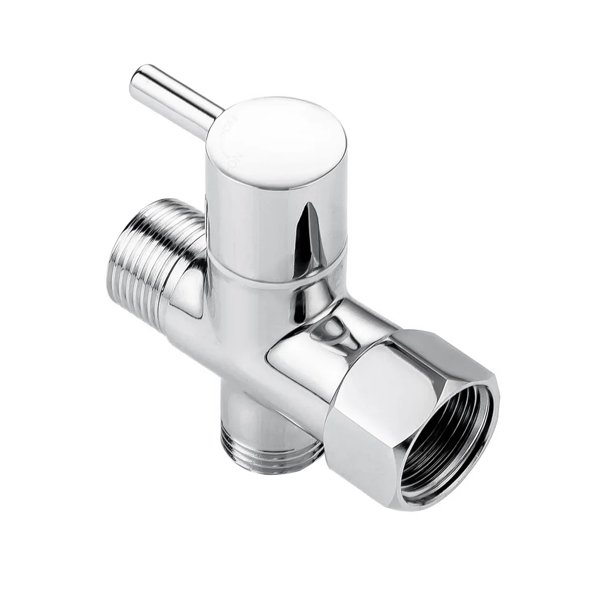 Bidet T Adapter, Brass T Adapter with Shut-Off Valve 3-Way Tee Connector 7/8In x 7/8In x G1/2 for Toilet Bidet Sprayer