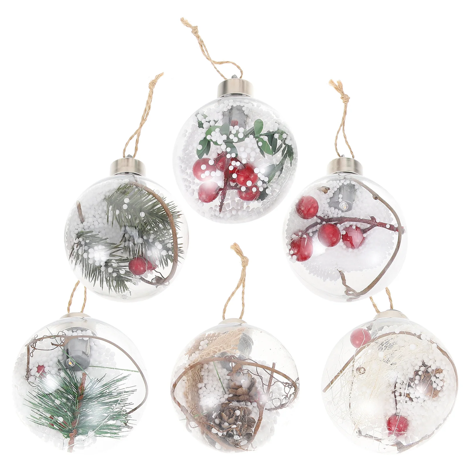 

6Pcs Transparent Luminous Balls Xmas Tree Accessory Creative Hanging Decor Fine Workmanship Holiday Gifts Xmas Balls