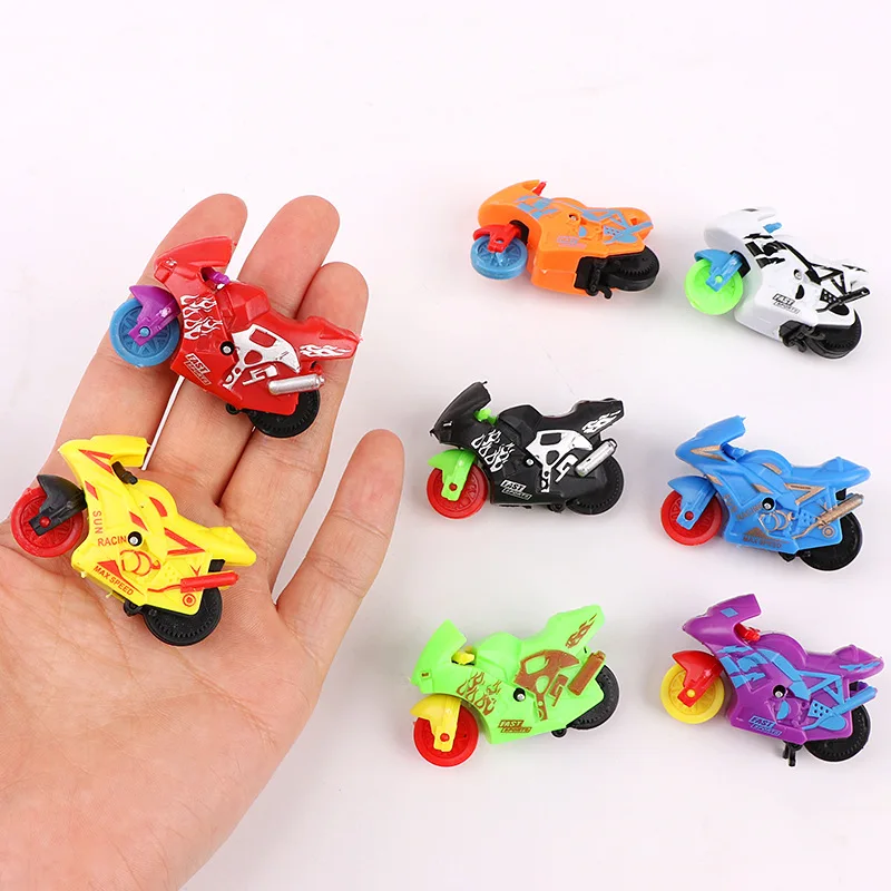 5Pcs Fun Kids Inertia Car Toys Mini Colorful Plastic Pull Back Motorcycle Toys For Kids Birthday Party Favors Carnival Prizes