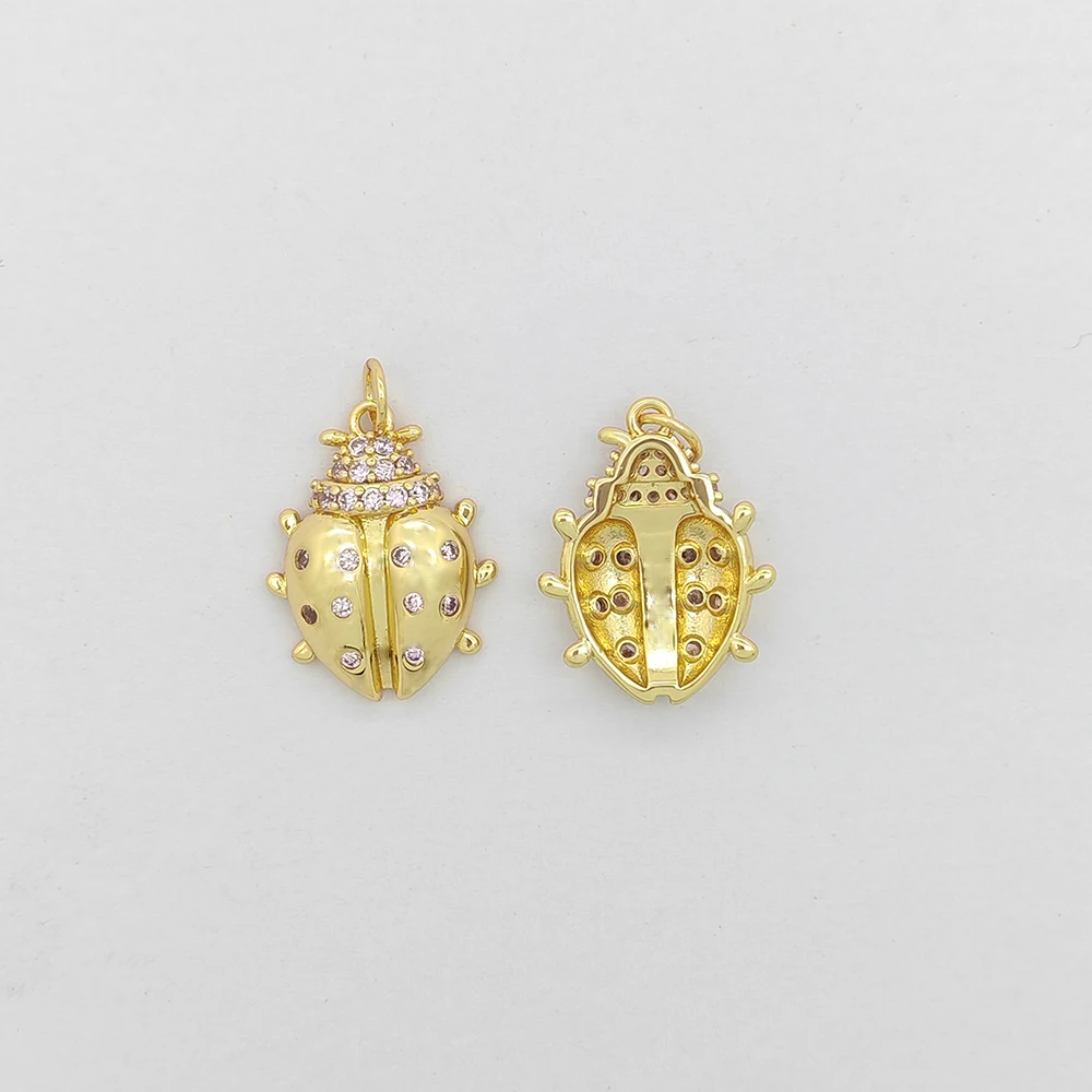 Diy Jewelry Charms for Making Jewelry Accessories Fashion White Zircon Retro Saint Hollow Ladybug Beetle Pendant Earrings Parts