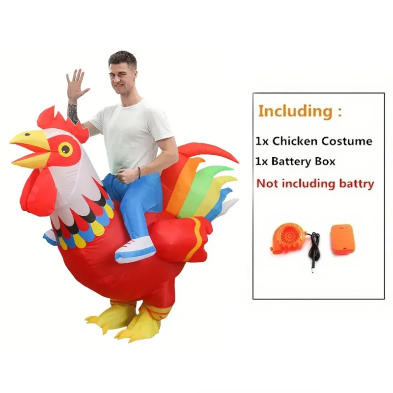 zz04zz12Halloween Colorful Rooster Inflatable Holiday Party Cosplay Props Animal Performance Costume