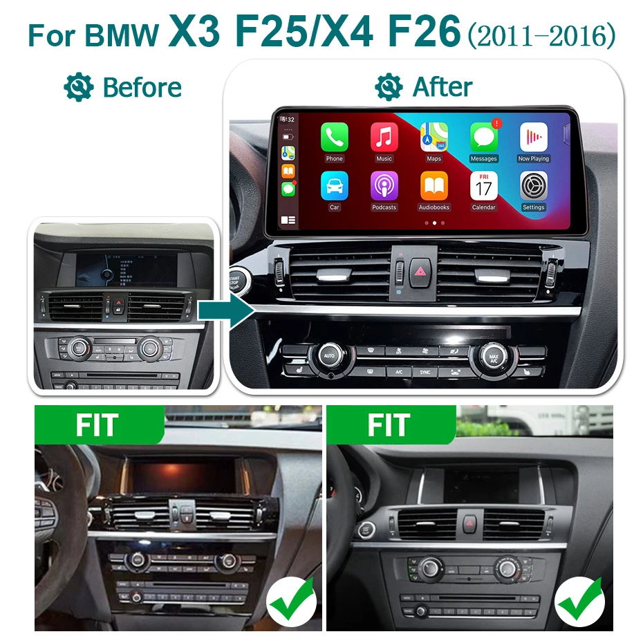 12.5” Wireless Carpaly Autoradio For BMW X3 F25 X4 F26 2011-2016 CIC NBT 1920*720P Screen Android 15 Car Radio Stereo Bluetooth Navigation Intelligent System Multimedia Player 2 DIN