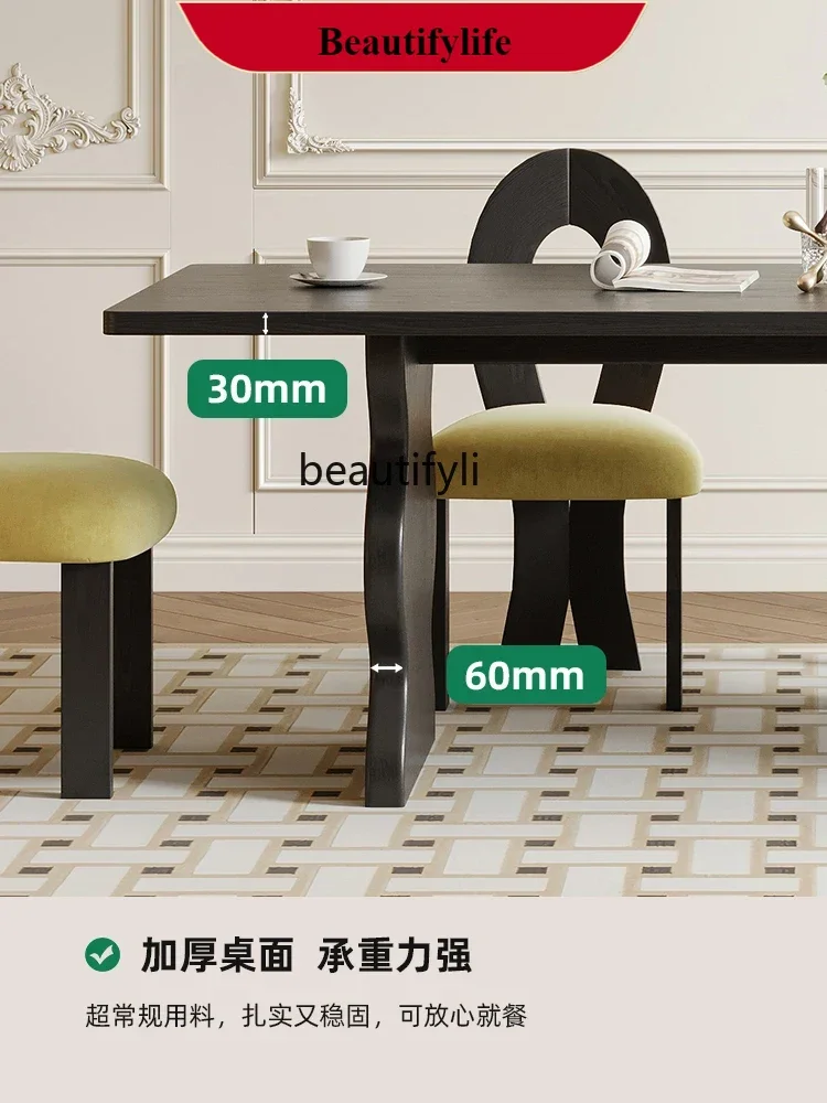 

American Style Dining Table Small Apartment Household Ash Solid Wood Dining Table Rectangular Black Dining Table G1218