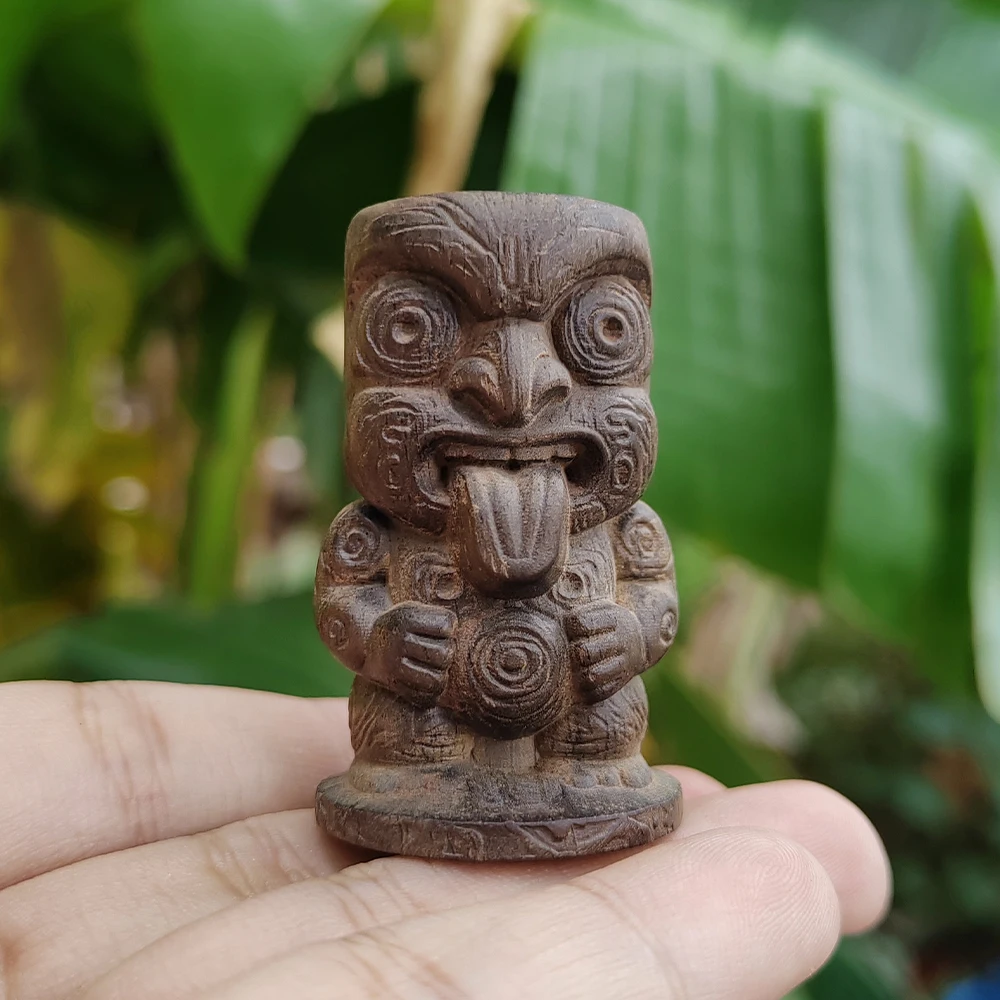 Hand-Carved Wooden Tiki Totem Pillar Ornament, Polynesian Style, Suitable for Christmas Decorations, Holiday Decorations, Fireplace, Study Room, Birthday Gifts, Office, Men's Gifts
