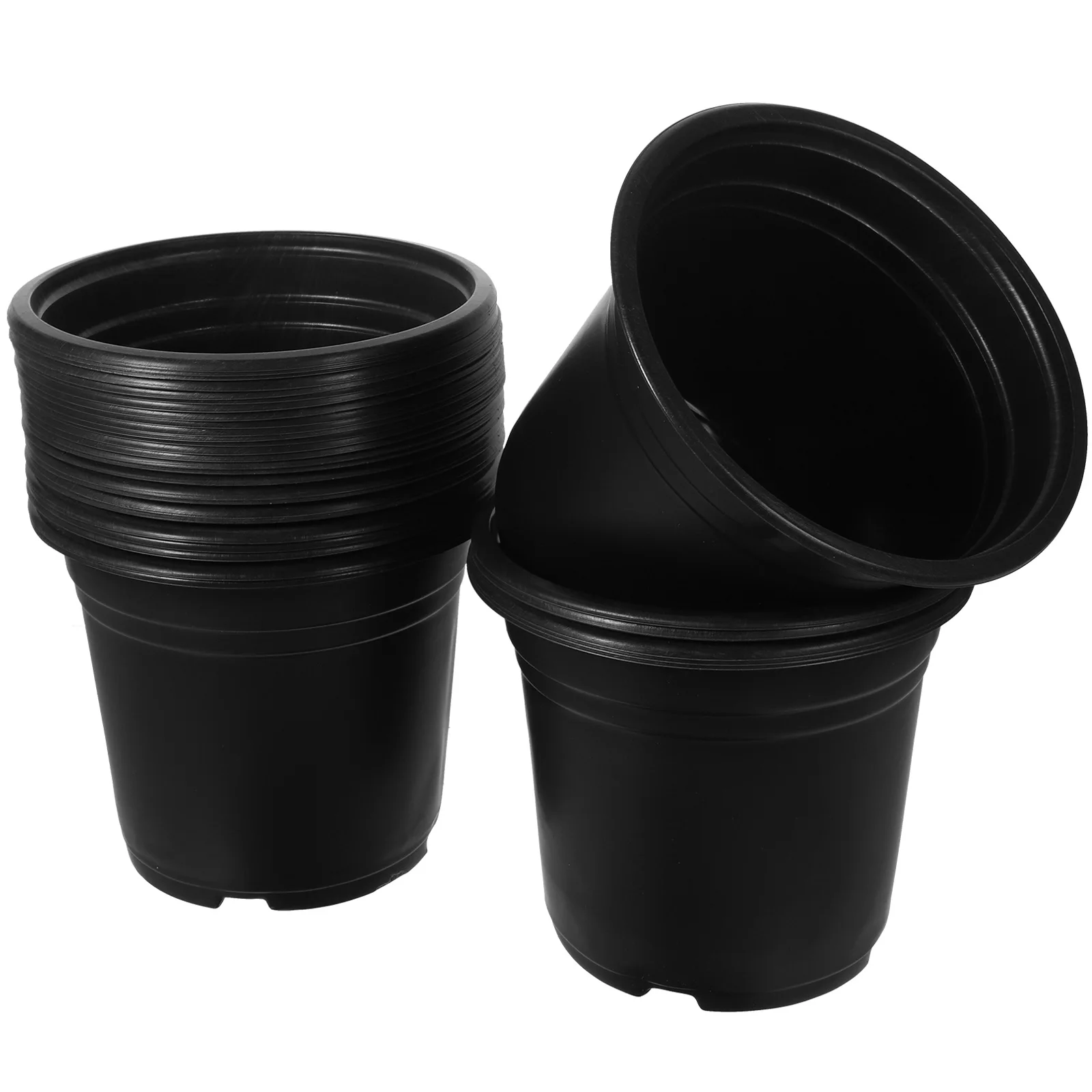 

50pcs Black 170mm Seedling Pot Nursery Pots for Plants Plastic Flower Planter Drainage Holes Lightweight Durable Plant Container