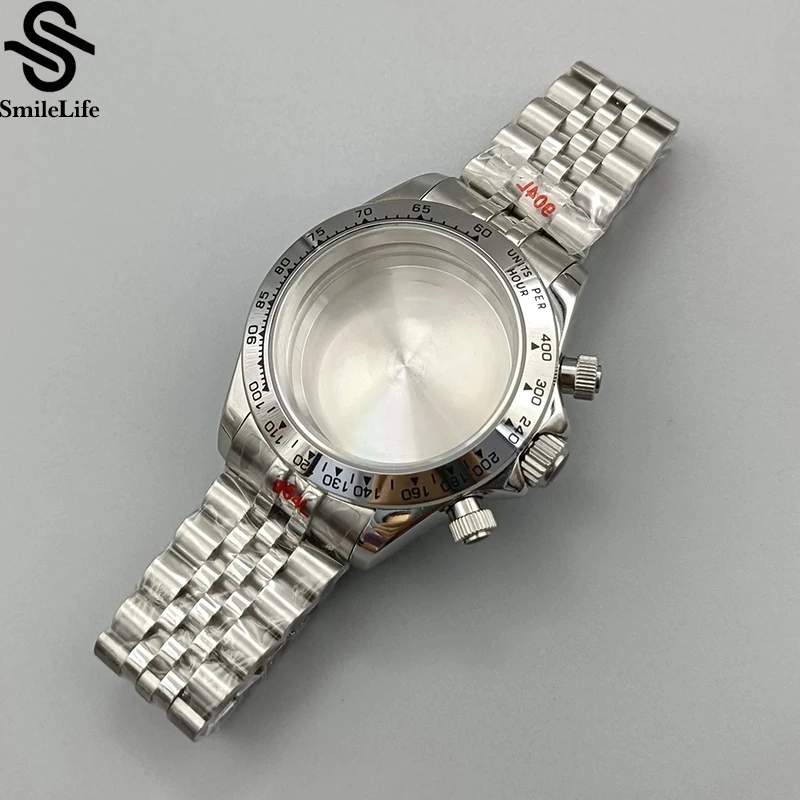 SmileLife VK63 Dayton Case 39mm 316L Stainless Steel Case Fit VK63 Quartz MovementWatch Accessories Stainless Steel Watch Strap