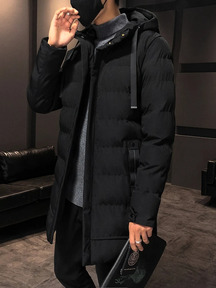 

Men's Thiened Long Hooded down Cotton Jaet Autumn Winter New Sle Warmth Cotton Coat Polyester Fiber Retro Sle Zipper ...