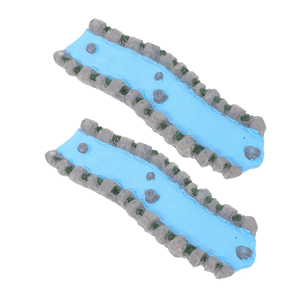 

2pcs Resin Mini River Prop Lifelike Stream Water Feature for Dollhouse Fairy Garden Sand Table Decoration Model Train Scenery
