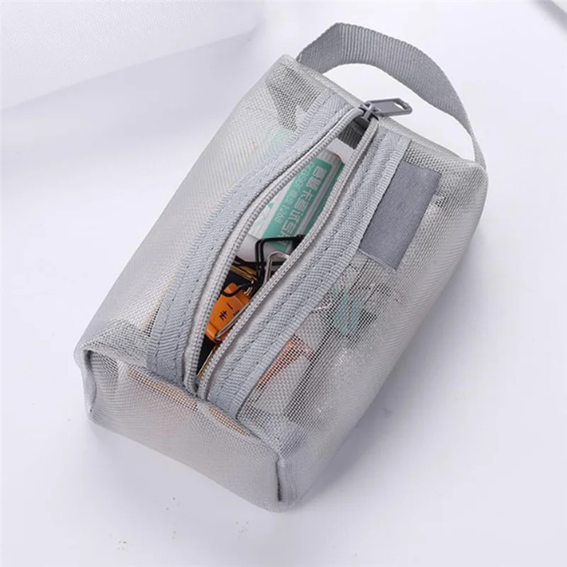 

FX-12PCS Портативная квадратная сетчатая сумка для хранения Сетчатая косметичка на молнии Сетчатая косметичка Маленькая квадратная портативная косметичка