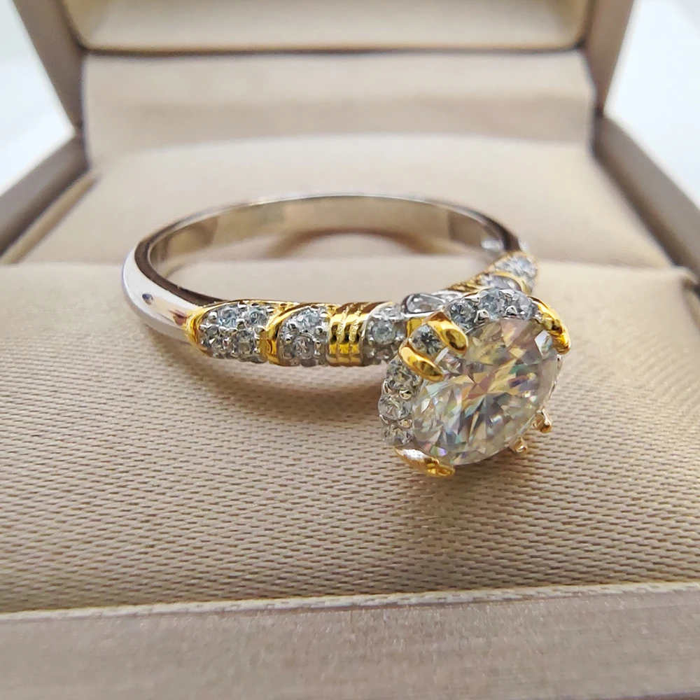 Luomansi D VVS1 Moissanite Crown Ring With with Certificate  S925 Silver 1 Carat Wedding Party Woman Jewelry Gift