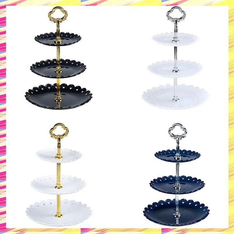 

ABJJ European Dessert Table Fruit Tray Three Layer Cake Stand Rack Wedding Party Candy Plastic Dry Wedding Party House Easy To U