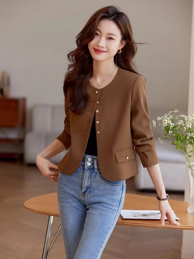 

Женский костюм-пиджак в корейском стиле с пуговицами, прямой крой, стандартный силуэт, длинное пальто