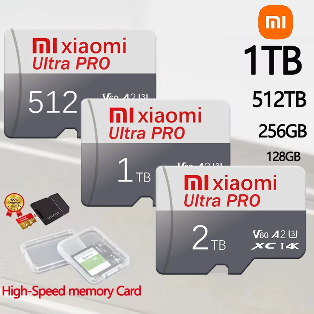 XIAOMI Class10 High Speed 2TB 1TB Micro TF SD Card 512GB SD Cards High Capacity Memory Card 128GB For Camera Phone With Adapter