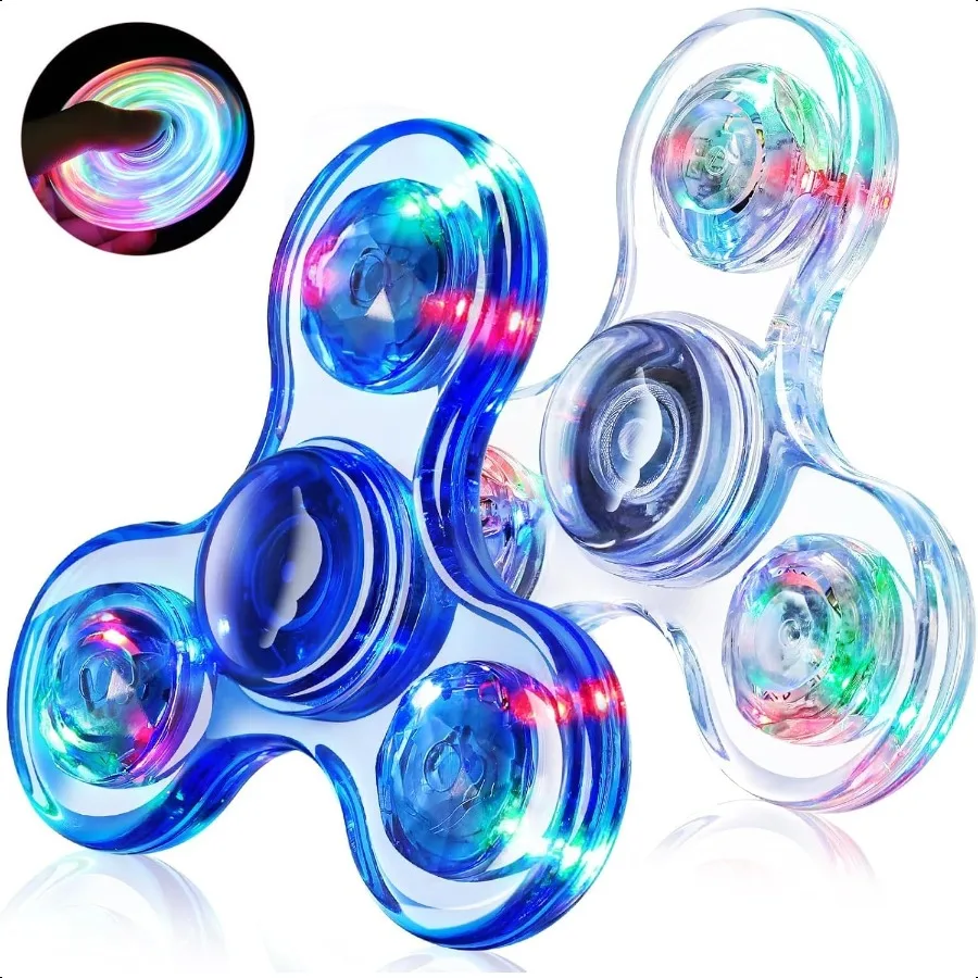 Fidget Spinner for 2 Pack Light up Sensory Fidget Toys Adults 4812 with Autism ADHD Anxiety Toys Str Relief Teen Boy Gifts Glow