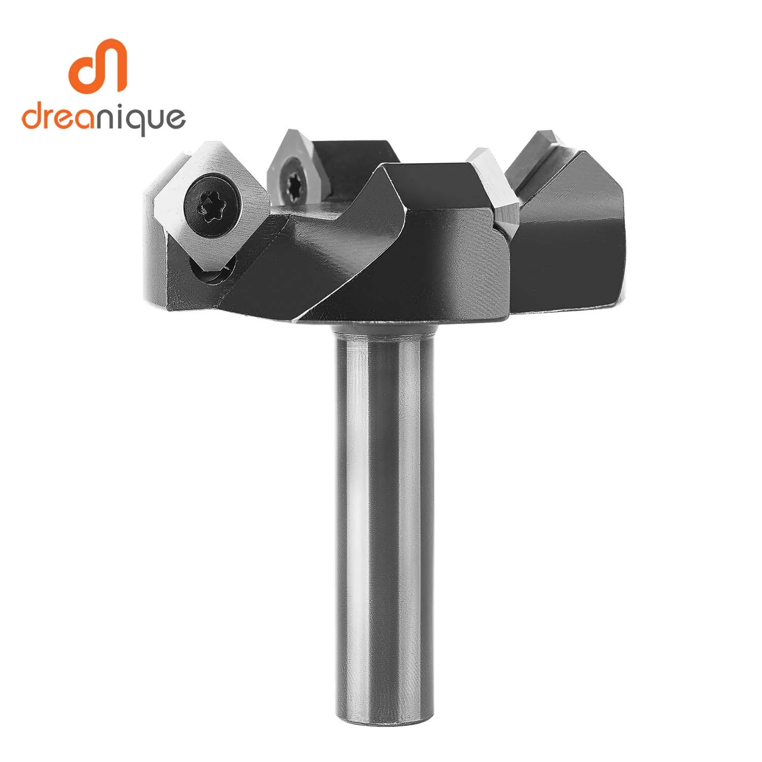 Dreanique 4-Flute Wood Planer Bit 60mm Cutting Diameter 12mm Shank Spoilboard Surfacing Tambour Router Bit Insert Carbide Slab