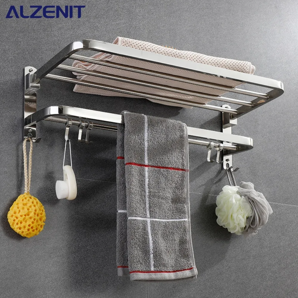 

Вешалка для полотенец из нержавеющей стали 304, установка для сверления, складная полка для хранения туалета, органайзер, держатель для полотенец, аксессуары для ванной комнаты