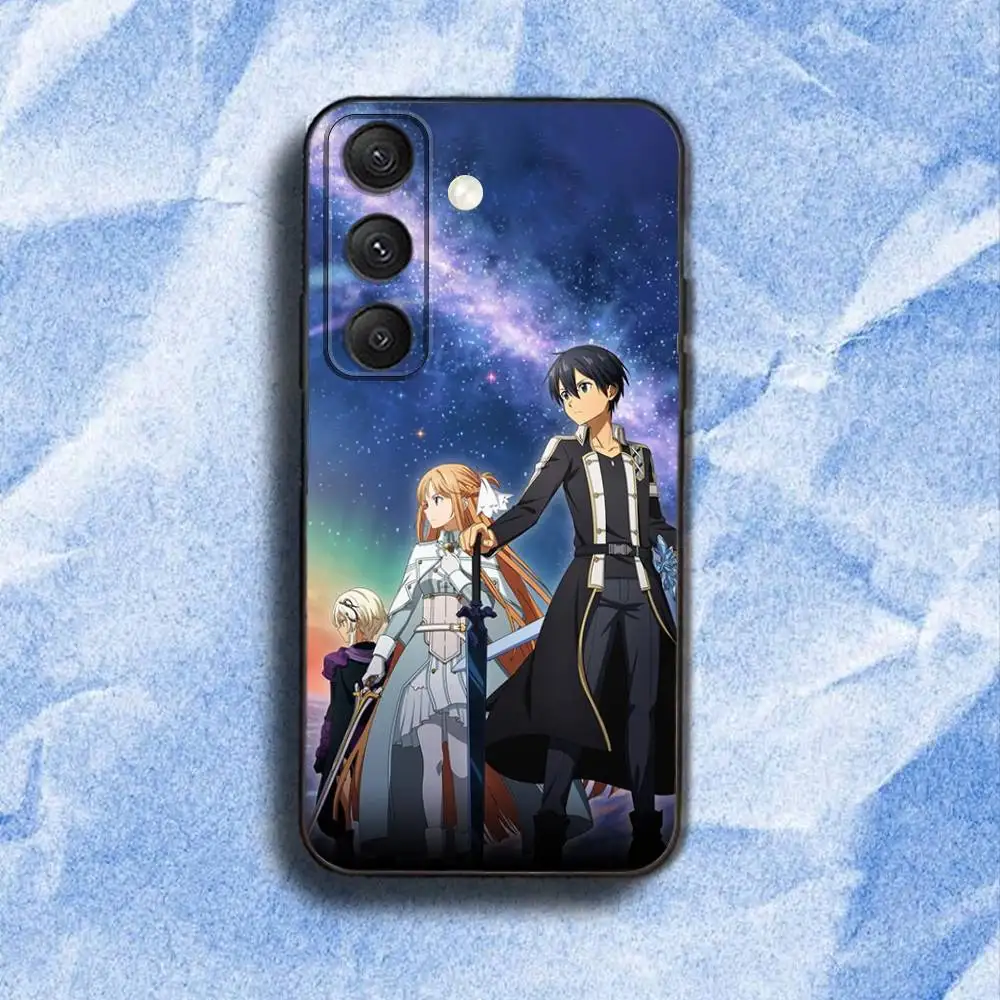 Sword Art O-Online SAO Kirigaya Phone Case For Samsung S 25,24,23,22,30,21,10,9,Ultra,Plus,Lite,FE,4,5G Black Soft Case