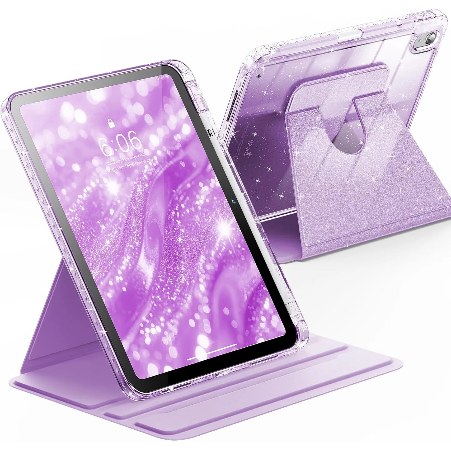 Rotating Case for iPad A16 11th 11 10th Kids Smart Cover iPad 7th 8th 9th Gen 10.2 Air 11 4 5 10.9 mini 6 7 Crystal Glitter