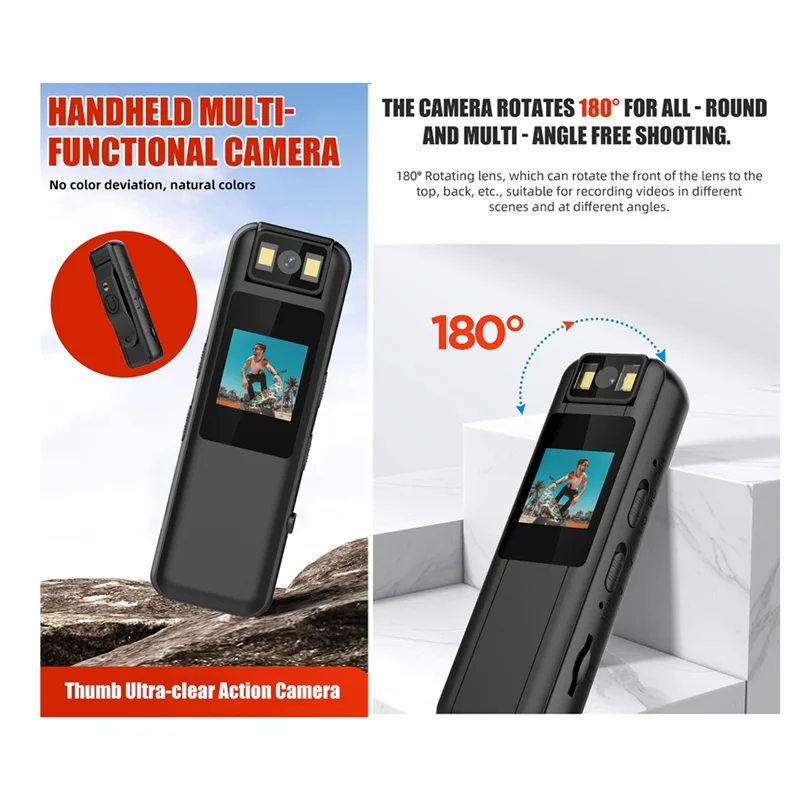 ABZZ-HD 1080P 2 مليون بكسل كاميرا رياضية محمولة مسجل الاجتماعات المحمول التسجيل المباشر مع العرض