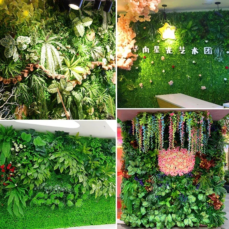 محاكاة جدار النبات النباتات الخضراء البلاستيك وهمية زهرة العشب الجدار الديكور خلفية صورة شرفة الحديقة الخضراء الجدار العلوي #1