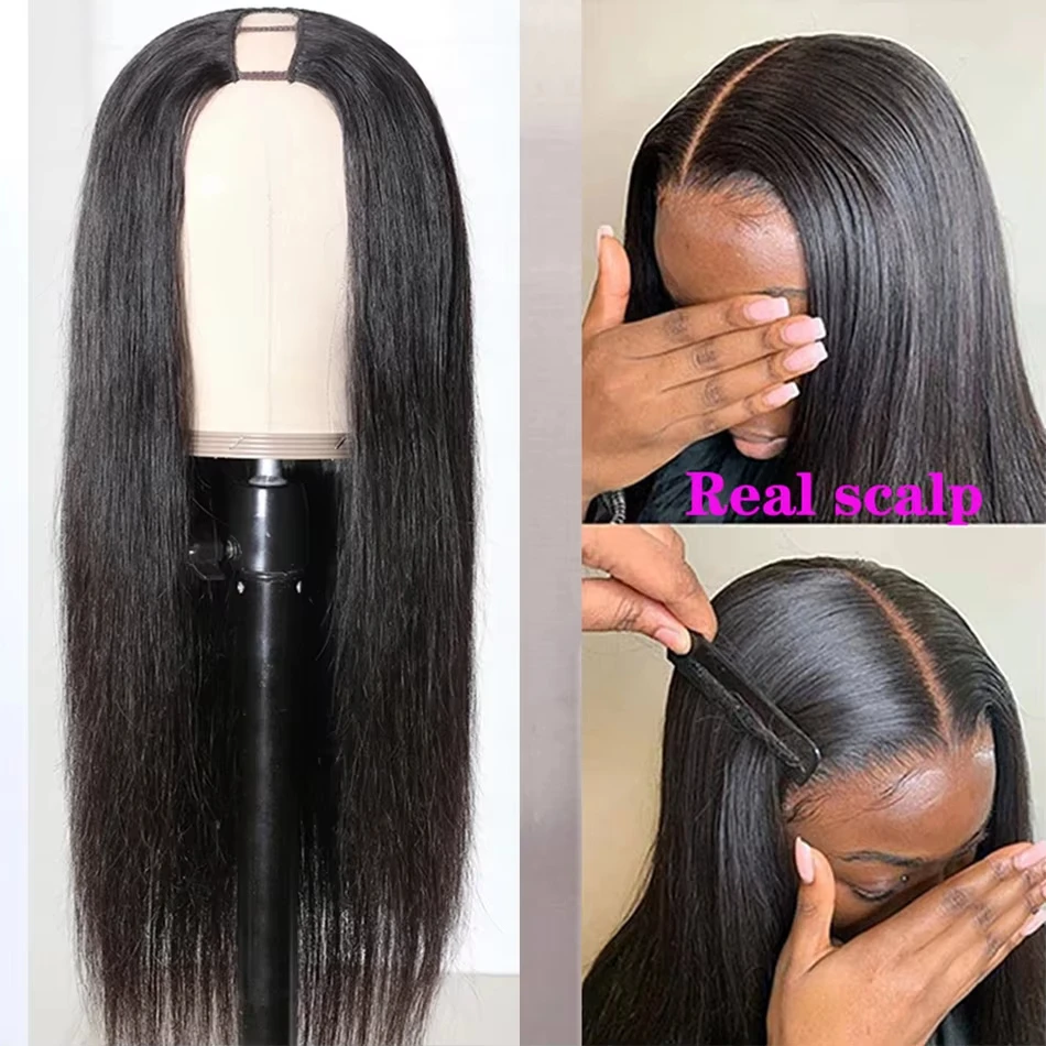 

Bone Straight Human Hair Wigs U Part Wig Human Hair No Leave Out Cheap Brazilian U Part 200% Human Hair Straight Wigs For Women