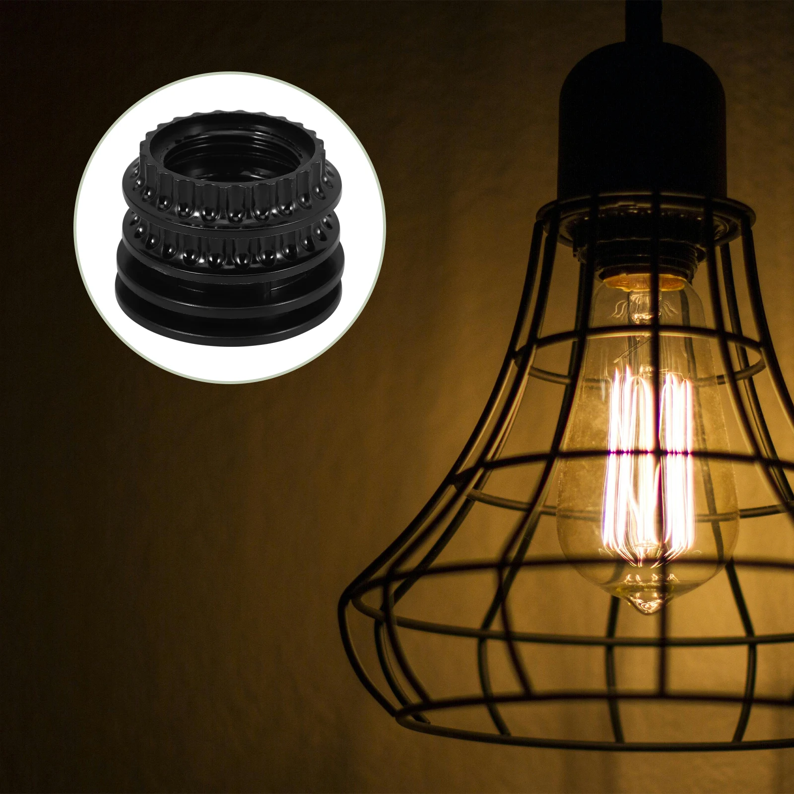 

4pcs Lampshade Rings Black Sockets Hardware Harp for DIY Durable 360 Degree Lighting Accessories Ceiling Frames Easy