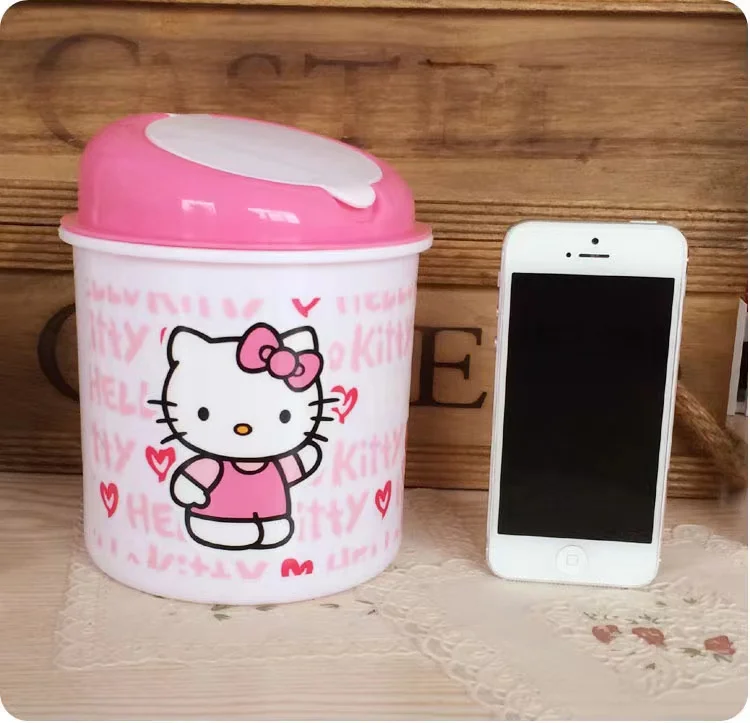 Sanrio Trash Can Hello Kitty Kawaii Cute Cartoon Anime Office Living Room Desktop Small Size Trash Storage Toys Girls Gifts