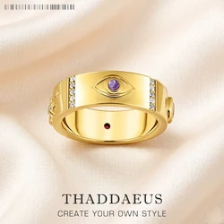 Gold Ring Various Cosmic Motifs Fine Jewelry For Women Summer Brand New Pure 925 Sterling Silver Vintage Talismans Lucky Gift