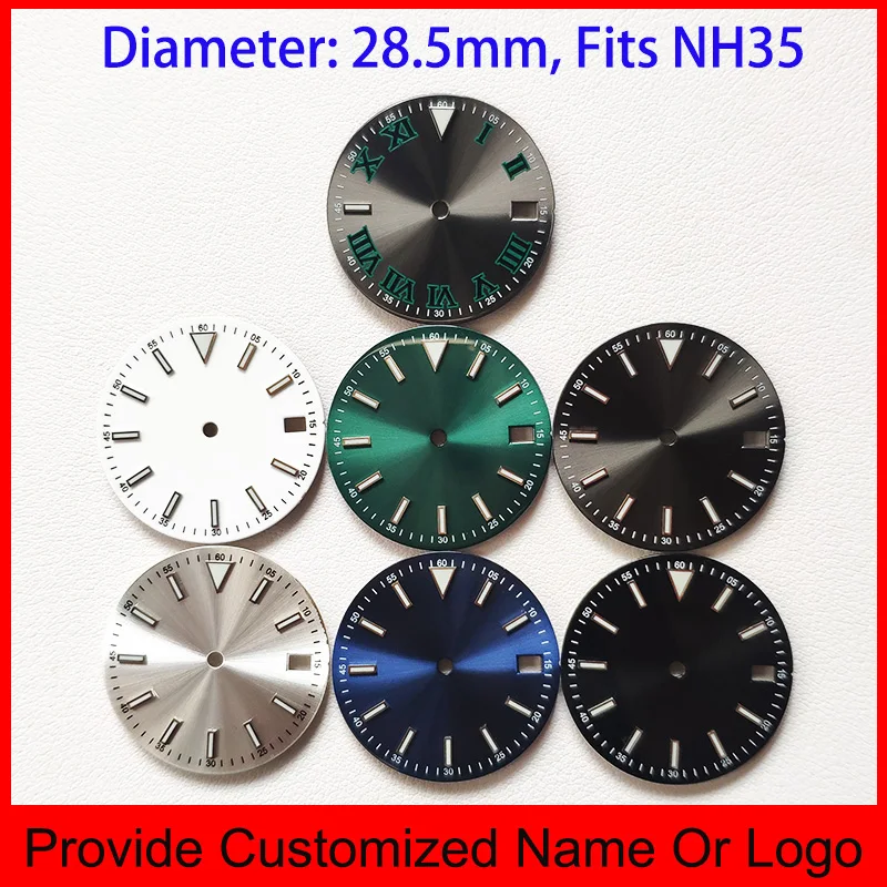 NH35 NH34 VK63 Dials Insert 28.5mm 29mm Modified By RLX Watches Dial Custom S Logo DIY Logo Blue Green Luminous Men Watch Parts