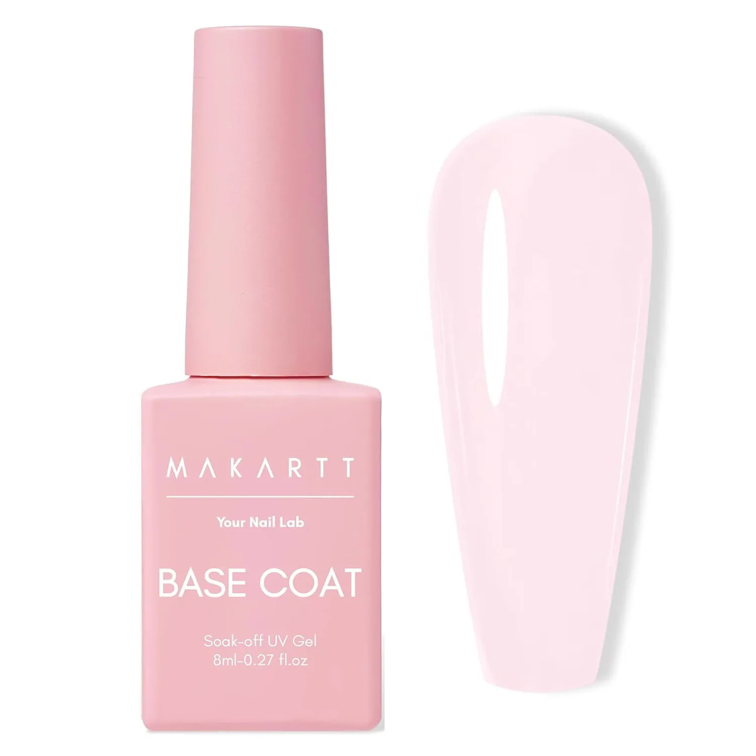 

Rubber Base Gel Nail Polish ,Makartt 3 in 1 Natrual Pink Base Coat Strengthener Nail Polish UV Building Aprex Natural Nails 8ml