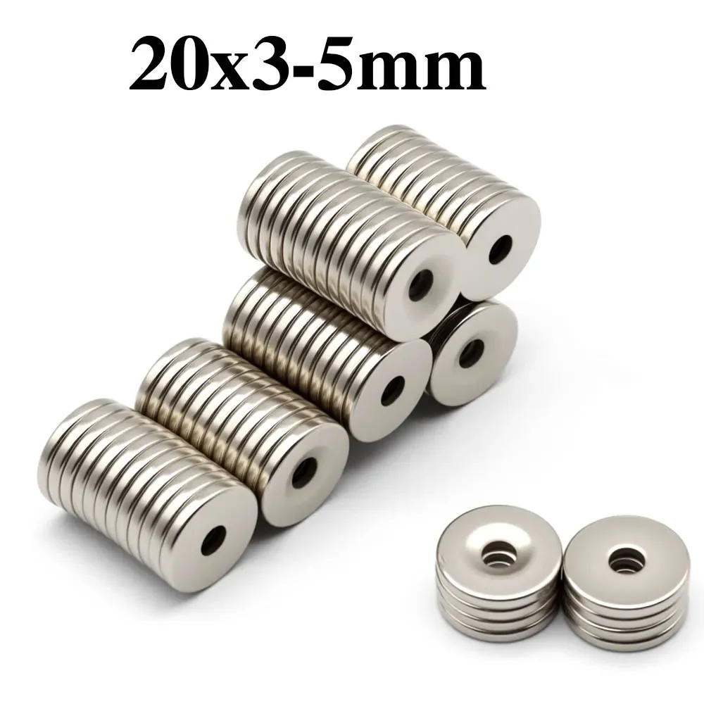 

20x3-5mm Super Powerful Round With Holes Magnet Neodymium Magnet NdfeB N35 Strong Permanent Magnetic imanes Refrigerator Magnet